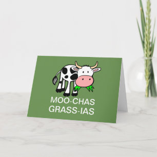Carte de voeux Moo-chas Grass-ias (Muchas Gracias)