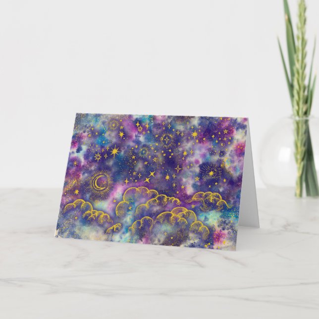 Carte de voeux "Moon and Stars" (Gold-Etc) (Devant)