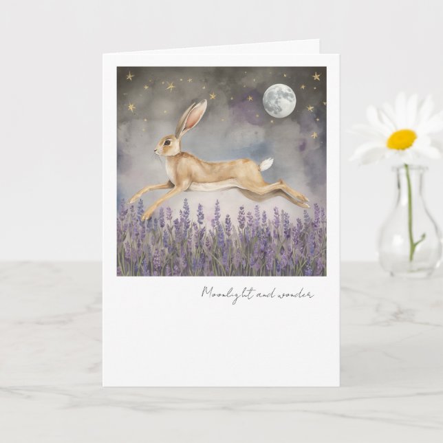 Carte de vœux Moonlight et Wonder Rabbit (Petite plante)