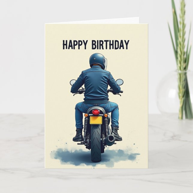 Carte de vœux moto pour anniversaire (Devant)