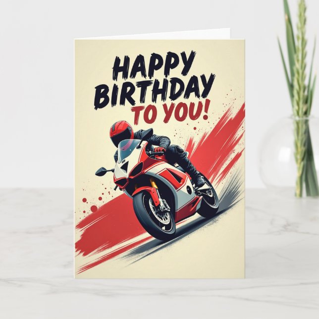 Carte de vœux moto pour anniversaire dynamique (Devant)