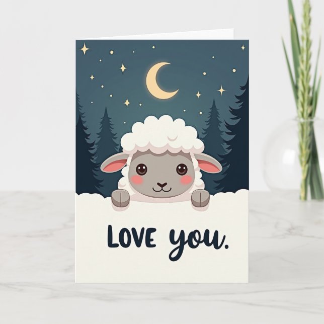 Carte de vœux Moutons mignons vous aiment (Devant)