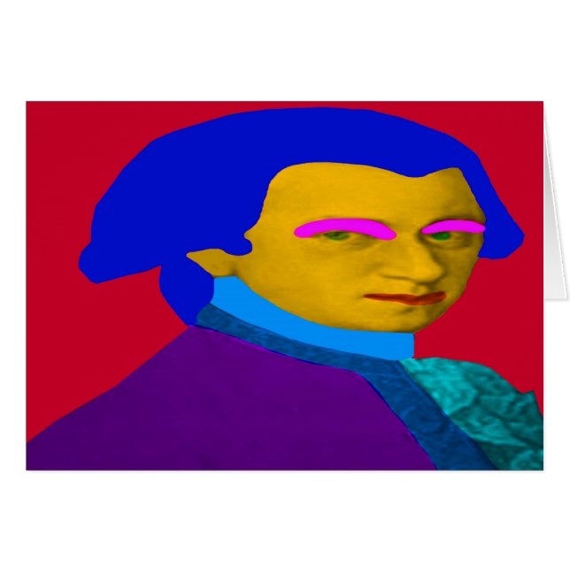 Carte de vœux Mozart pop Art (Devant horizontal)