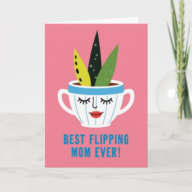 Carte de vœux Mugs Mignons de Plantes (Devant)
