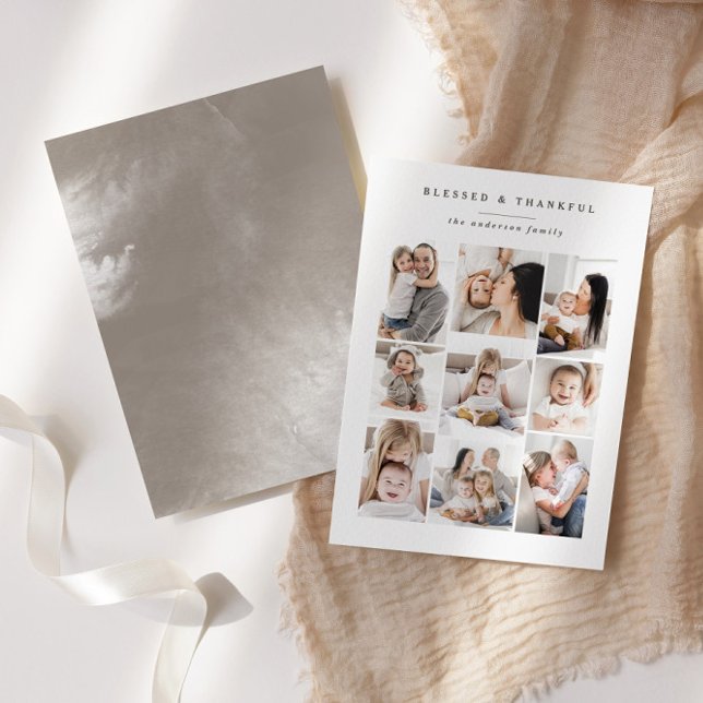 Carte de vœux multi-photos Blessed & Thankful (Créateur téléchargé)