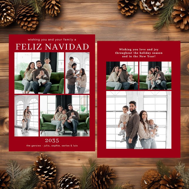 Carte de vœux multi-photos Feliz Navidad (Créateur téléchargé)