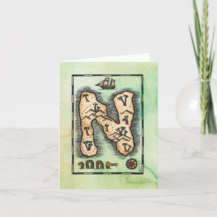 Carte de voeux "N" Alphabet Treasure Island