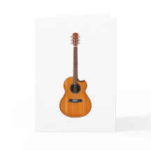 Carte de voeux naturelle pliée de guitare acoustiq