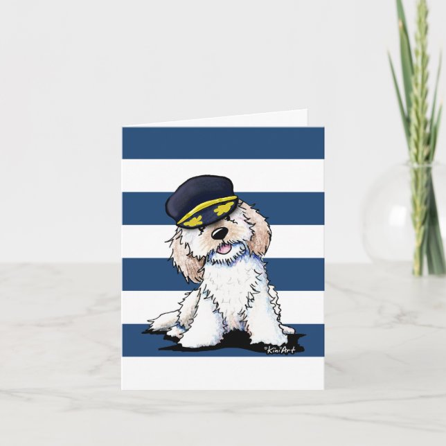 Carte de voeux nautique de chien de griffonnage (Devant)