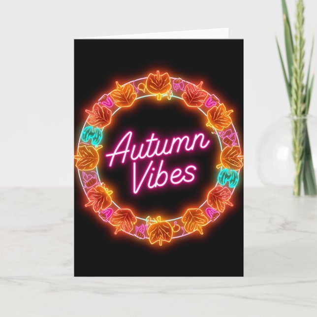 Carte de vœux Neon Autumn Vibes – Saison d'automne (Devant)