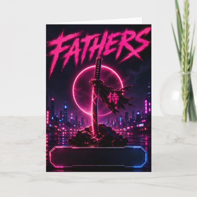 Carte de vœux néon Father Samurai (Devant)