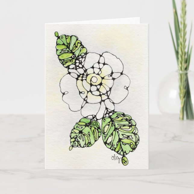 Carte de voeux - NGA Aquarelle - Gardenia blanche (Devant)