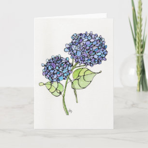 Carte de voeux - Nikko Hydrangea Aquarelle et encr