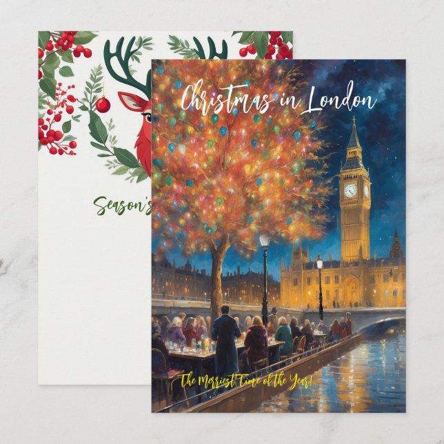 Carte de voeux "Noël à Londres" (Devant / Derrière)