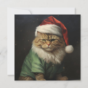 Carte de voeux Noël chat vacances