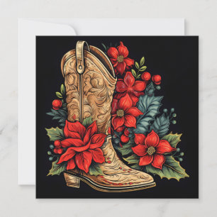 carte de voeux Noël cowboy boot holiday
