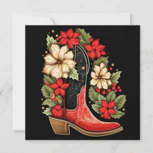 carte de voeux Noël cowboy boot holiday