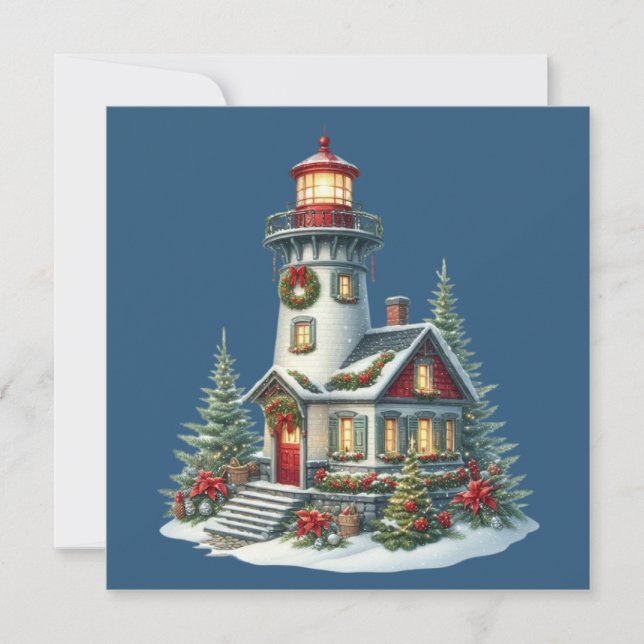 Carte de voeux Noël du phare de Noël (Devant)