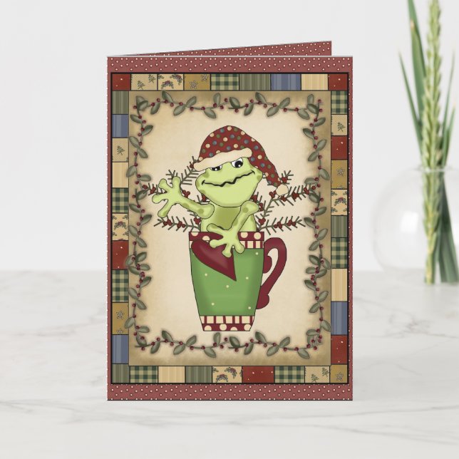 Carte de voeux Noël Frog (Devant)