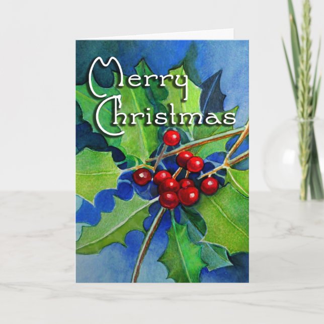 Carte de voeux Noël Holly (Devant)
