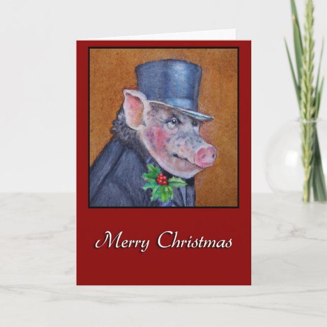 Carte de voeux Noël Pig Holiday (Devant)