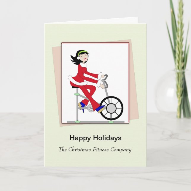 Carte de voeux Noël Retro Girl-Exercice Bike (Devant)