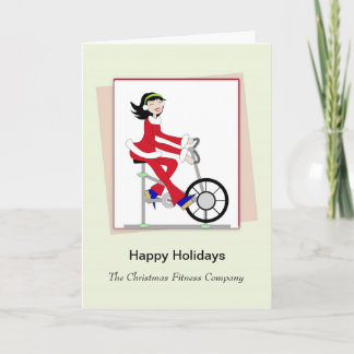 Carte de voeux Noël Retro Girl-Exercice Bike