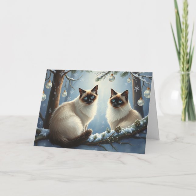 Carte de voeux Noël Siamese Cats (Devant)