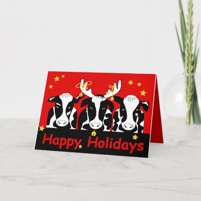 Carte de voeux Noël Vaches 2 (Devant)
