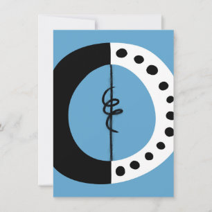 Carte de voeux Noir blanc et Bleu Anneau Chunky