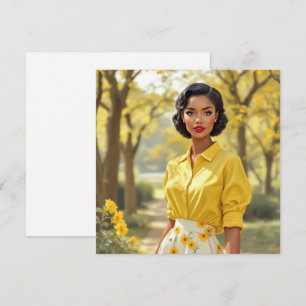Carte de voeux noire Retro Femme noire
