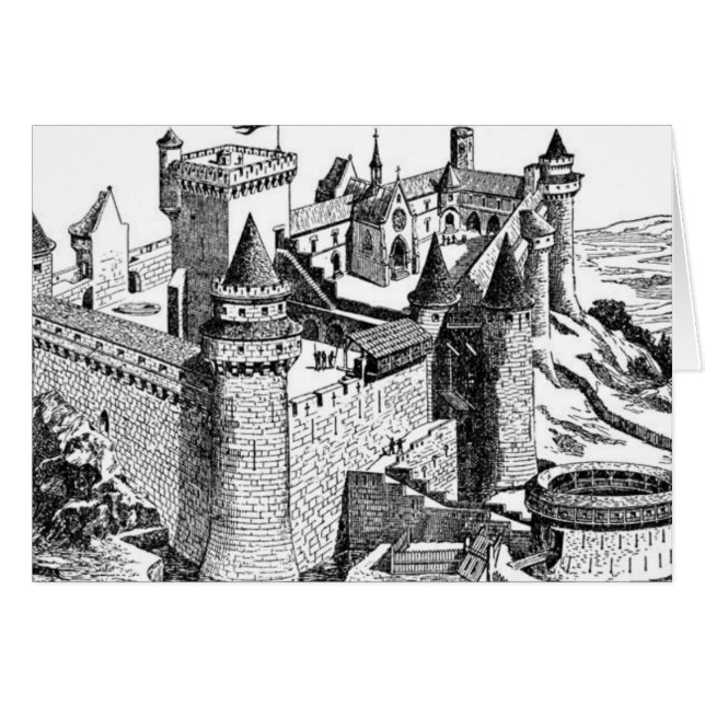 Carte de voeux/note du château médiéval (Devant horizontal)