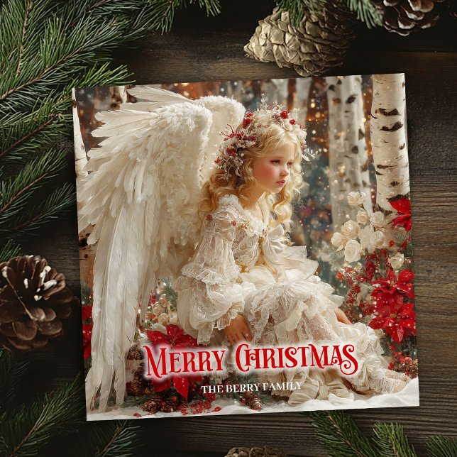 Carte de vœux numérique d'ange de Noël vintage (Vintage angel digital Christmas holiday greeting)