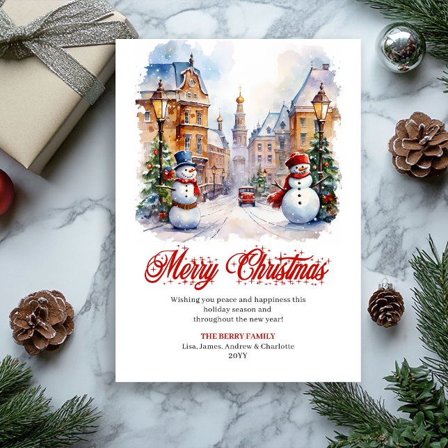 Carte de vœux numérique scène de Noël minimaliste (Minimalist Christmas scene digital greeting card

)