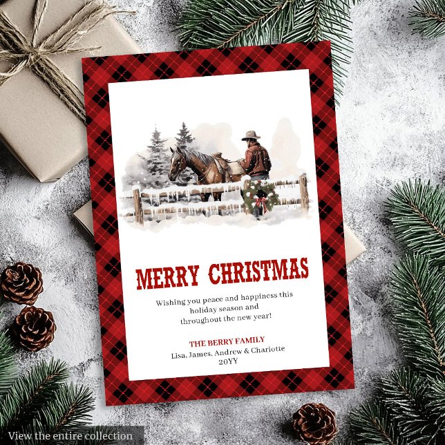 Carte de vœux occidentale rouge noir festive (Western greeting card red black festive look

)