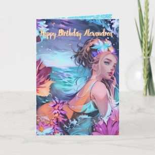 Carte de voeux Ocean Blue Watercolor Mermaid