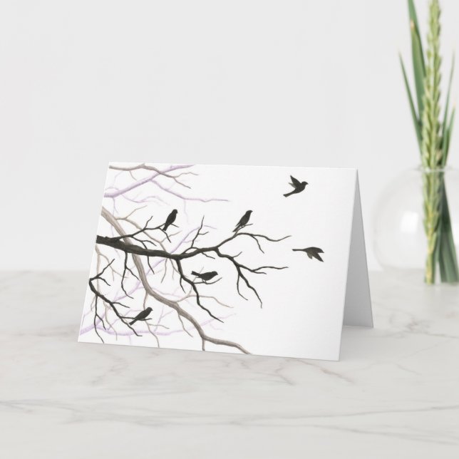 Carte de voeux Oiseaux et Branches (Devant)