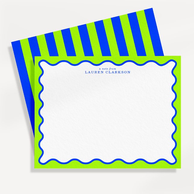 Carte de vœux ondulée néon lime et bleu électrique (Créateur téléchargé)