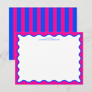 Carte de vœux ondulée rose néon et bleu électrique