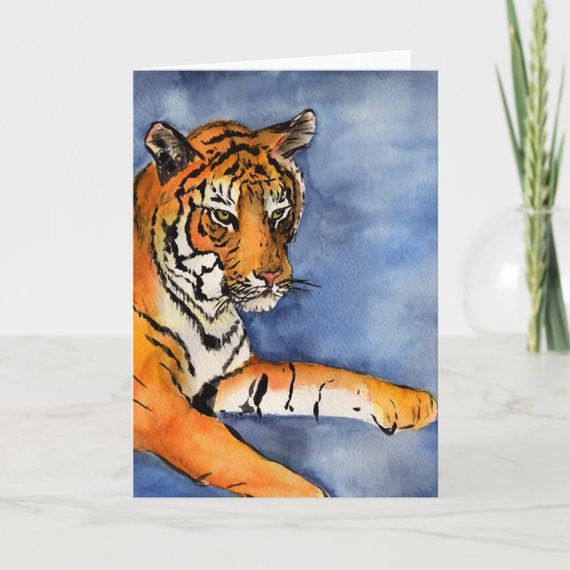 Carte de voeux Orange Bengal Tiger (Vertical) (Devant)