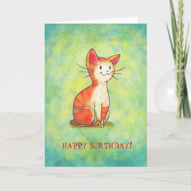 Carte de voeux Orange Cat (personnalisable) (Devant)