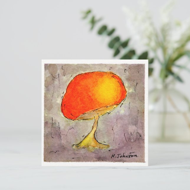 Carte de voeux Orange Mushroom Watercolor (Debout devant)