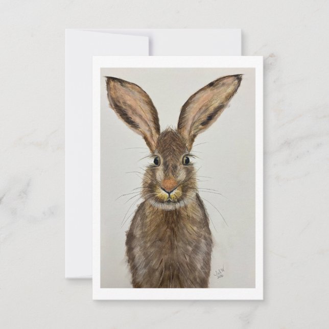 Carte de vœux originale Lapin Brun Mignon - Œuvre  (Devant)
