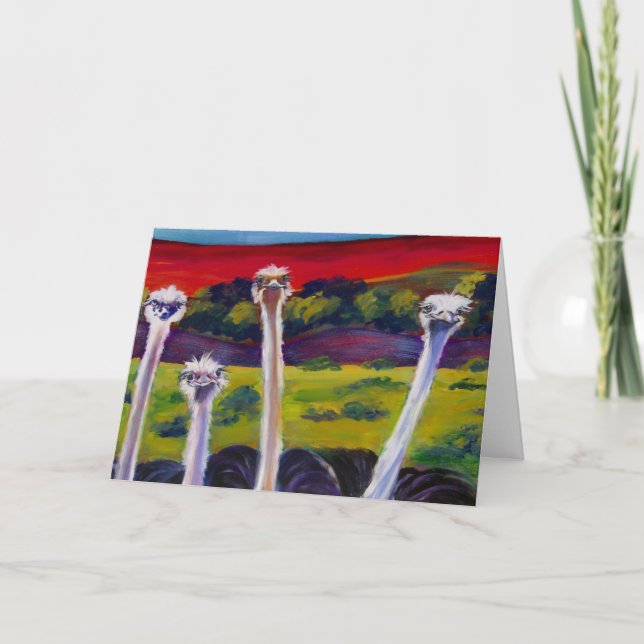 Carte de voeux originale "OSTRICHES" (Devant)