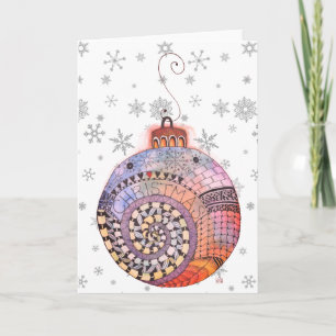 Carte de voeux ornemental de Noël Whimsical