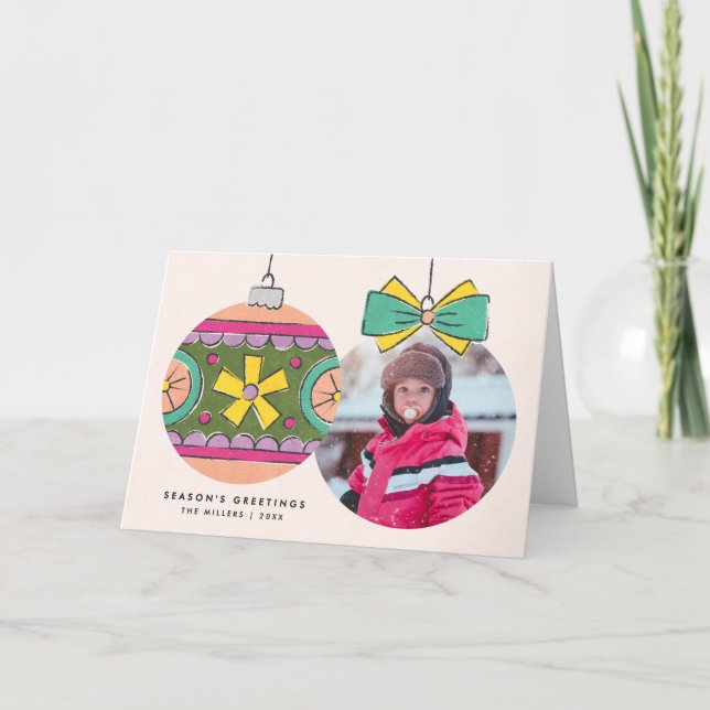 Carte de voeux ornementale de Noël - Orange (Devant)