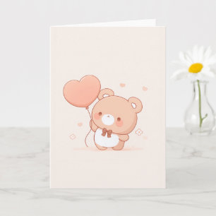 Carte de vœux ours mignon avec ballon en forme de