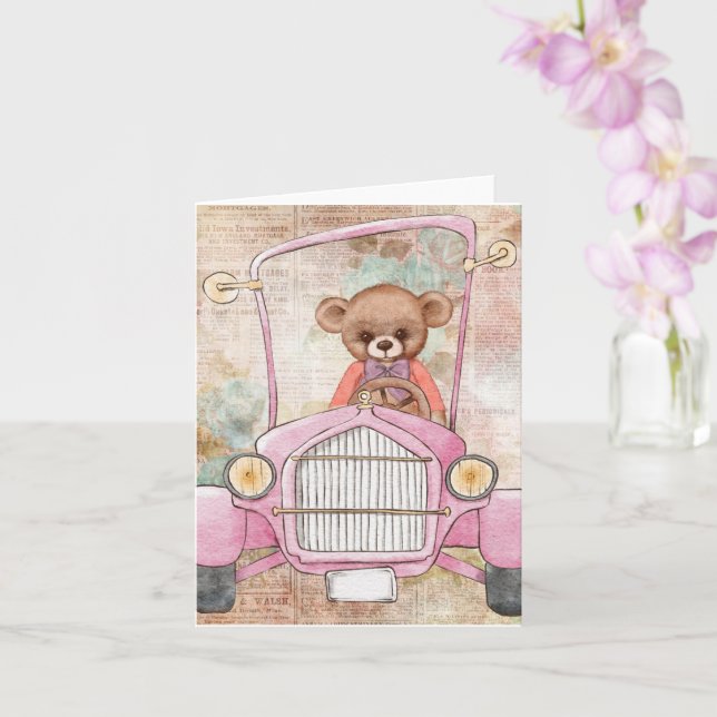 Carte de vœux Ourson (Orchidée)
