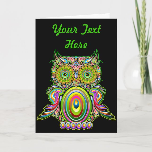 Carte de voeux Owl Psychedelic Popart (Devant)