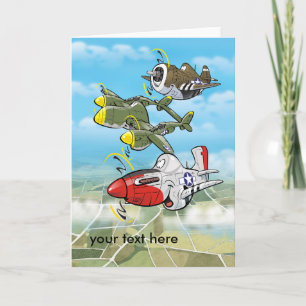 Carte de voeux P-51 mustang, P-38 et P-47